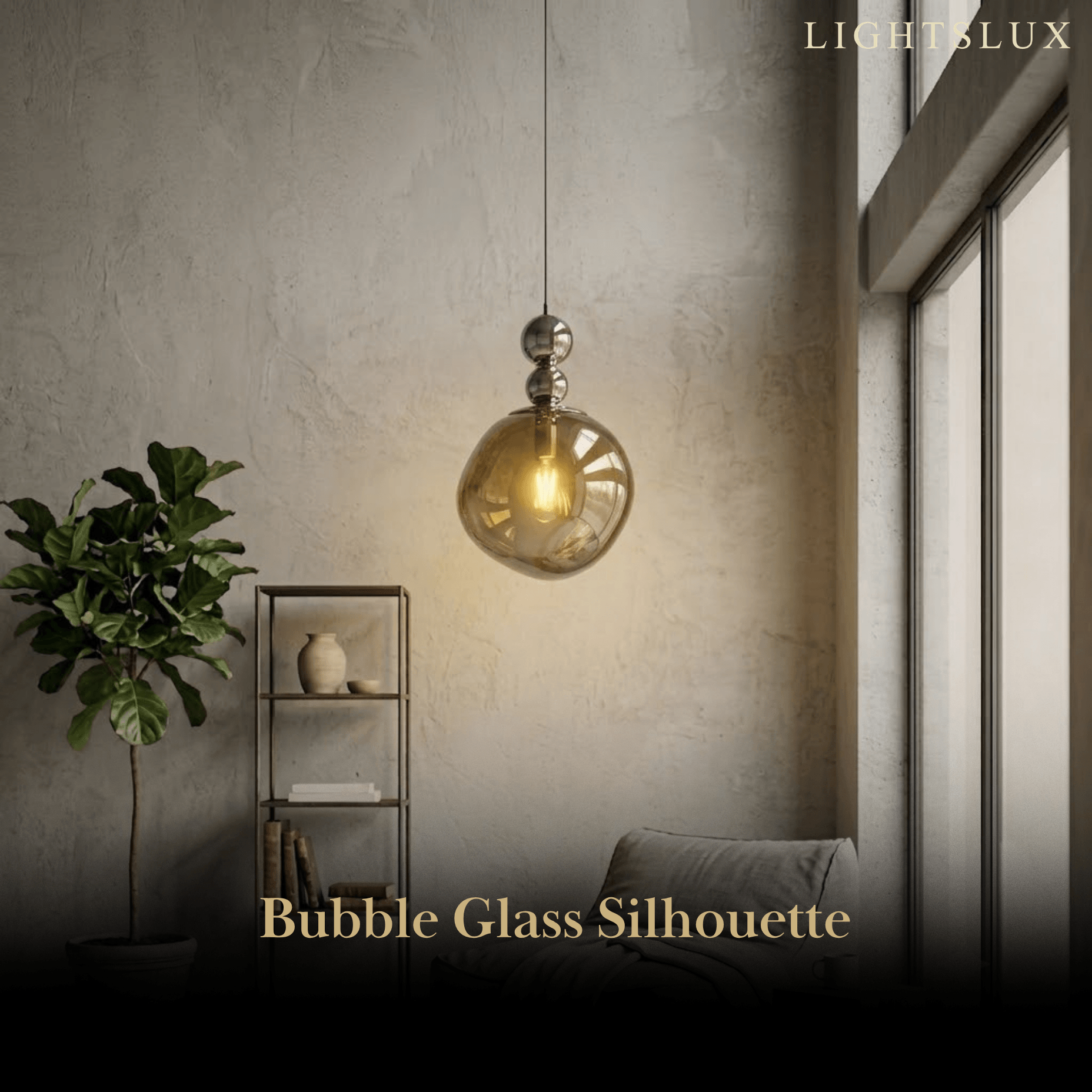 Lunara Modern Pendant Light – Acrylic Globe & Carbon Steel for Bedroom