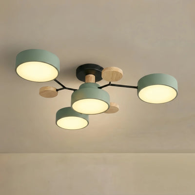 Arcato Modern Round Metal Ceiling Light - Multi-Head in Gray/Green/White for Living Room