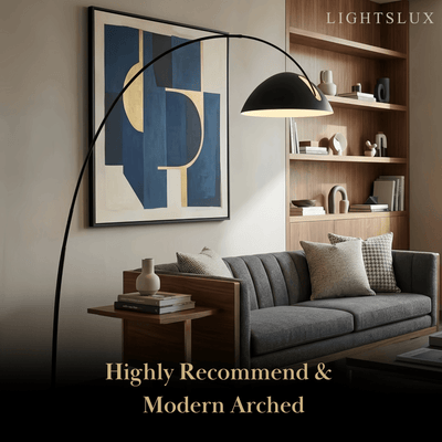 Velora Modern Black Floor Lamp – Metal Curved Design for Living Room