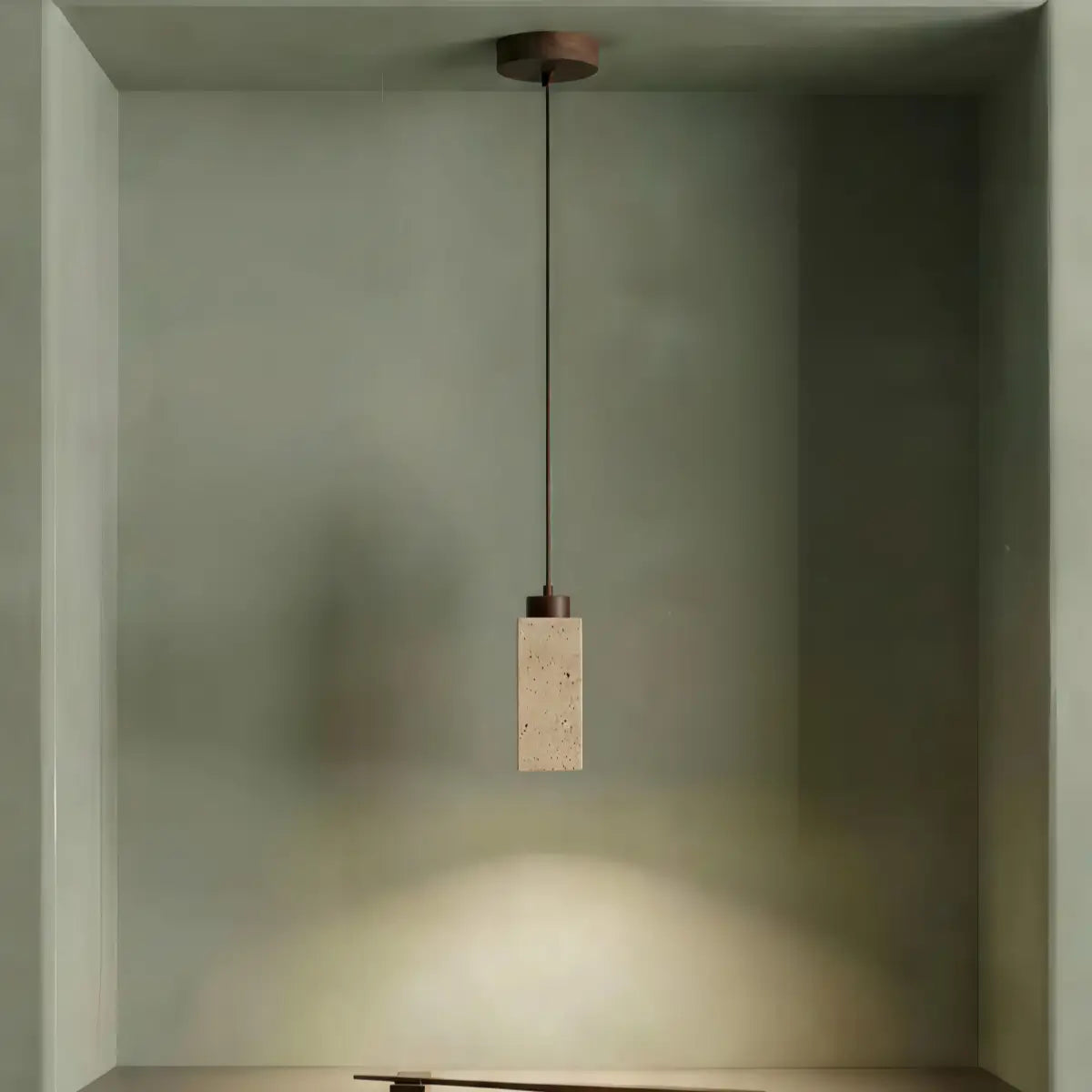 Strata Natural Column Pendant Light -Beige Travertine for Kitchen Island
