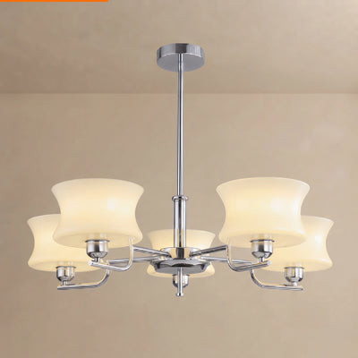Vintage Chandelier – Gold or Chrome Glass Ceiling Light for Dining Room