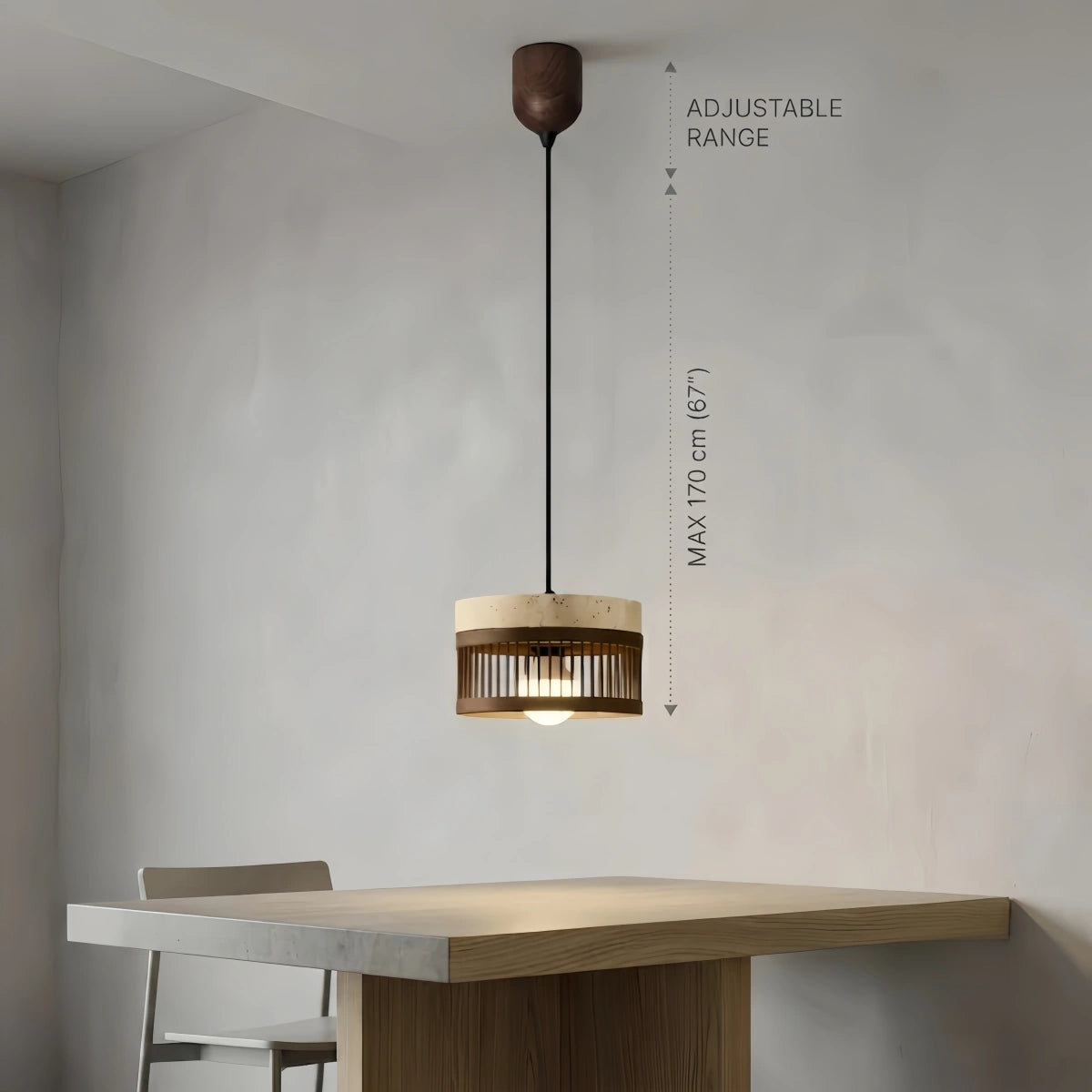 33Strata_Wabi-sabi_Pendant_Light_Travertine_Solid_Wood_Brown_for_Dining_Room