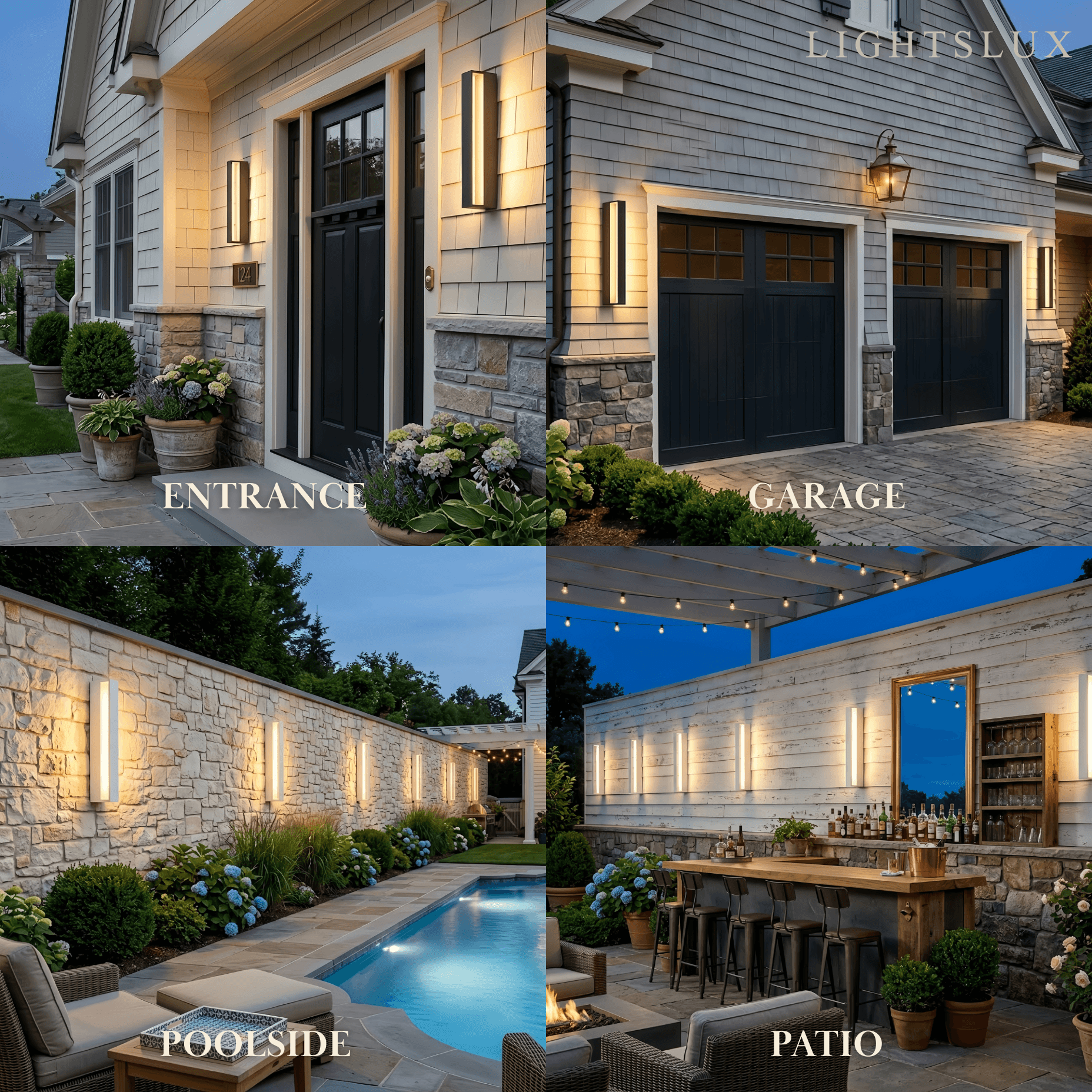 Arcato Modern Rectangular Outdoor Wall Lamp – Metal Sensor Light Garden/Patio