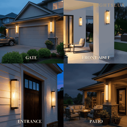 Irondale Modern Black LED Outdoor Wall Sconce – Waterproof Light for Garden/Courtyard