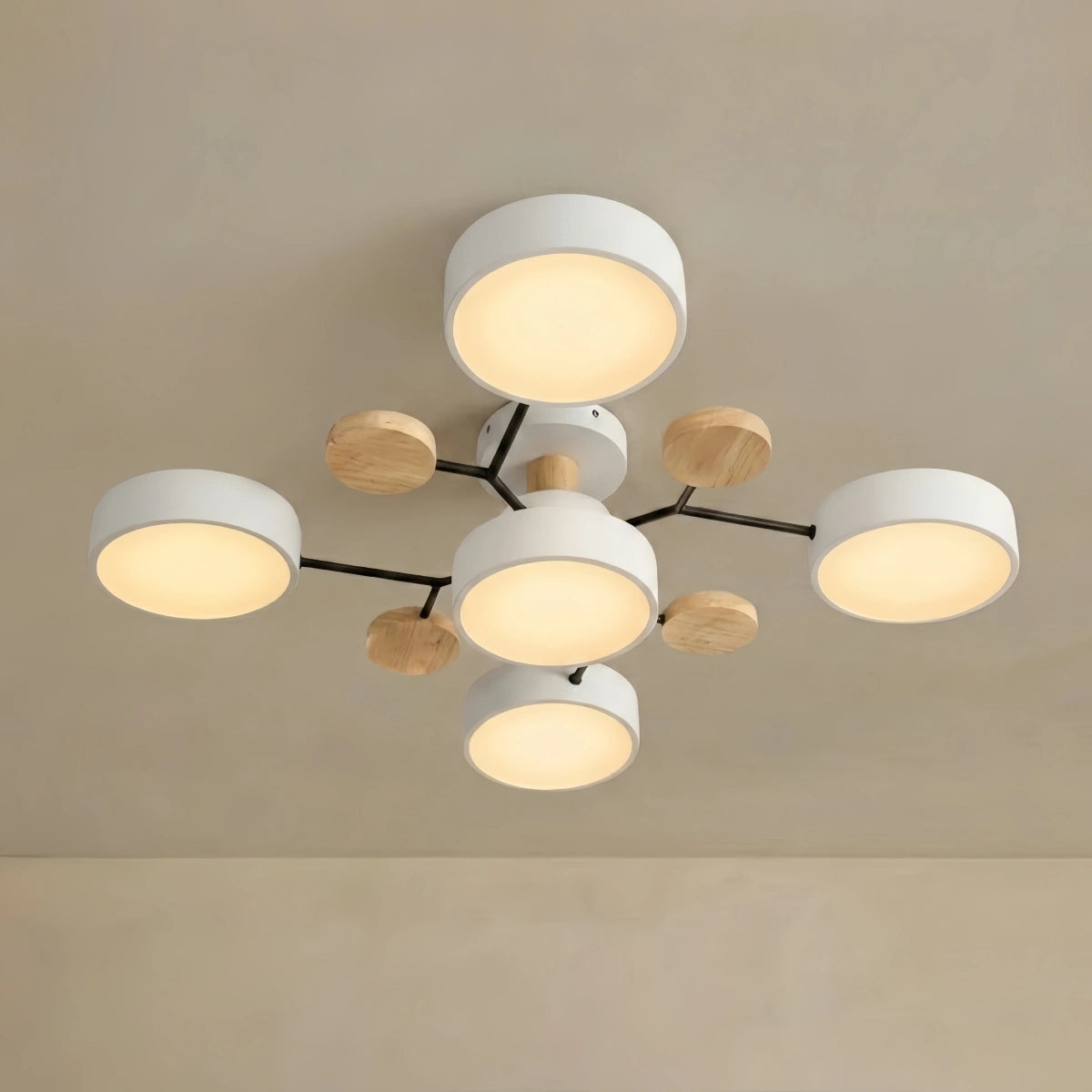 Arcato Modern Round Metal Ceiling Light - Multi-Head in Gray/Green/White for Living Room