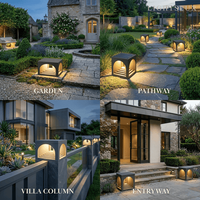 Arcato Minimalist Pier-Mount Pillar Light - Black Metal for Outdoor