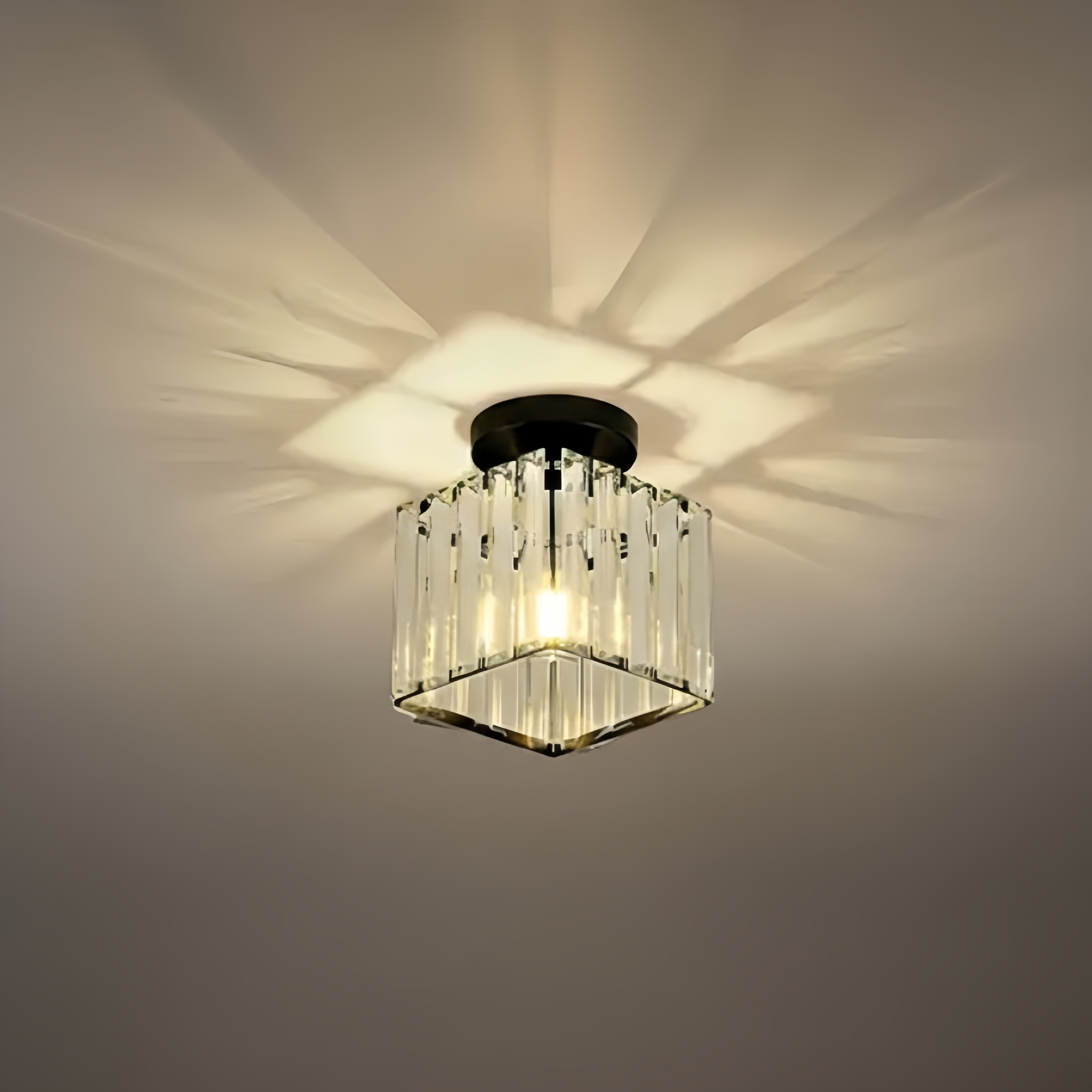 Vetro Modern Ceiling Lamp Metal/Crystal Design in Black/Gold/Silver for Bedroom