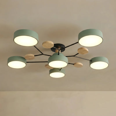 Arcato Modern Round Metal Ceiling Light - Multi-Head in Gray/Green/White for Living Room