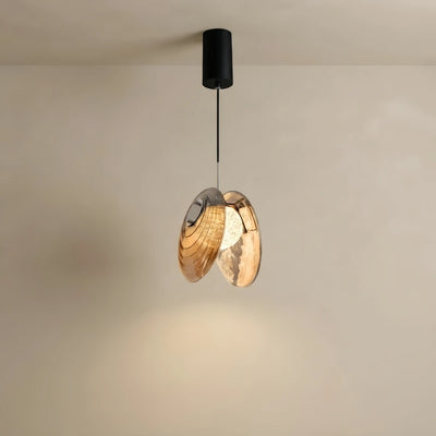 Lunara Modern Glass Disc Pendant Light--Amber/Smoke Grey for Living Room