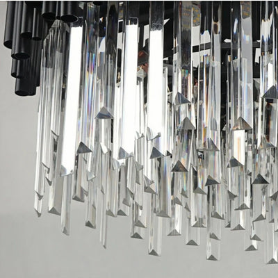 Excelis Modern Crystal Chandelier – Black Frame Sparkling Focal Point for Dining/Living Room