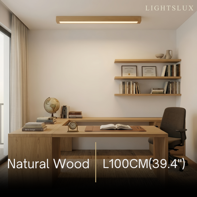 Zenno Minimalist Linear Ceiling Light -- Natural Wood/Walnut for Hallway