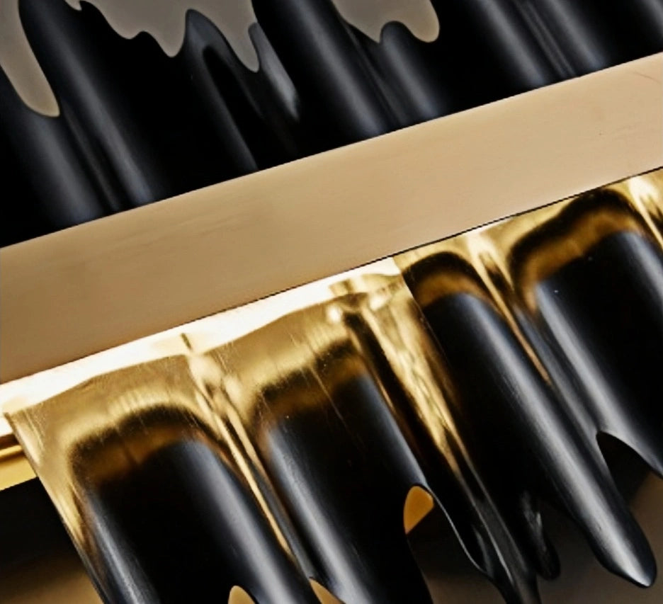 Excelis Modern Linear Pendant Light – Polished Gold Border on Jet Black Iron for Kitchen