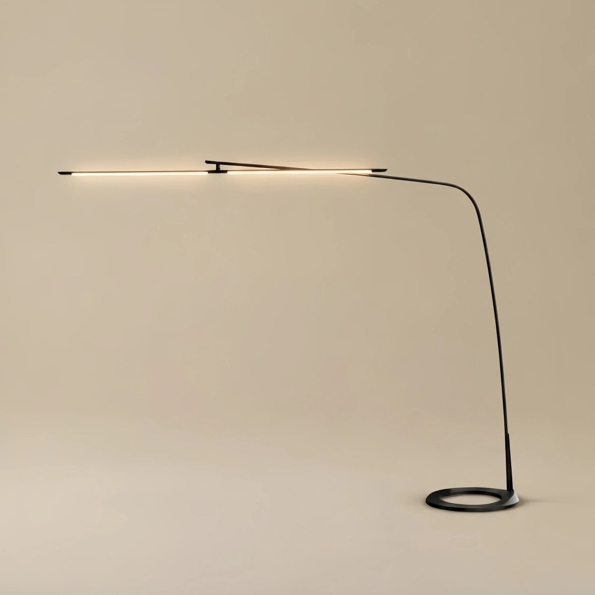 Arcato Modern Black Floor Lamp – Long Linear Metal Arched for Living Room