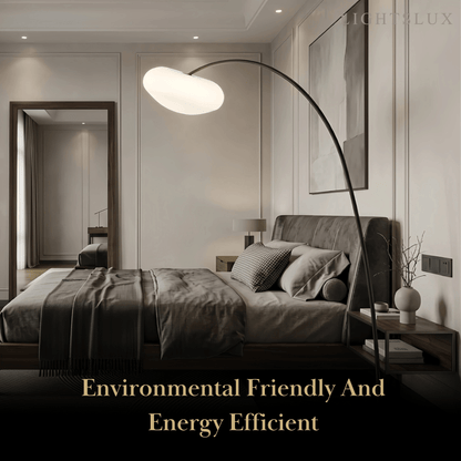Velora Minimalist Floor Lamp - Curved Black/White Design, Dimmable for Living Room