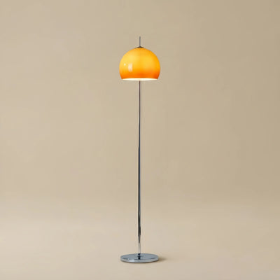 Crema Modern Round Floor Lamp - Metal/Glass in Orange for Living Room