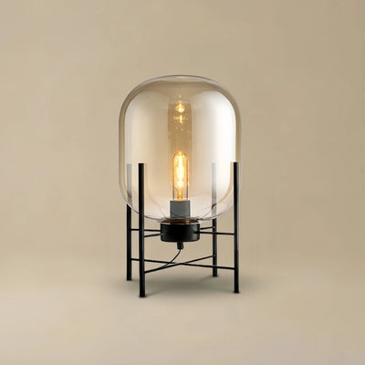 Floor Lamp – Clear Glass & Metal Elliptical Design