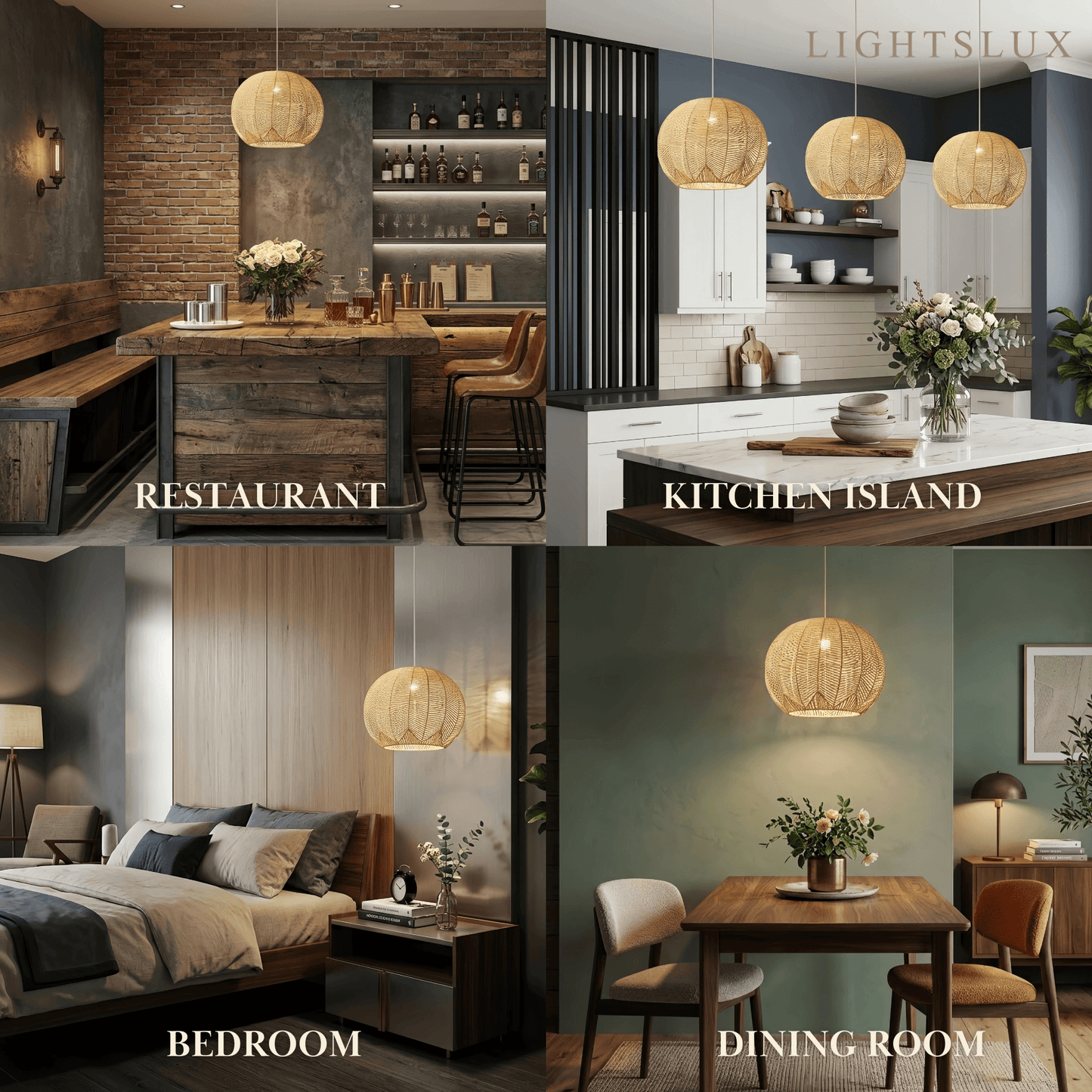 Bamburo Farmhouse Wood Pendant Light