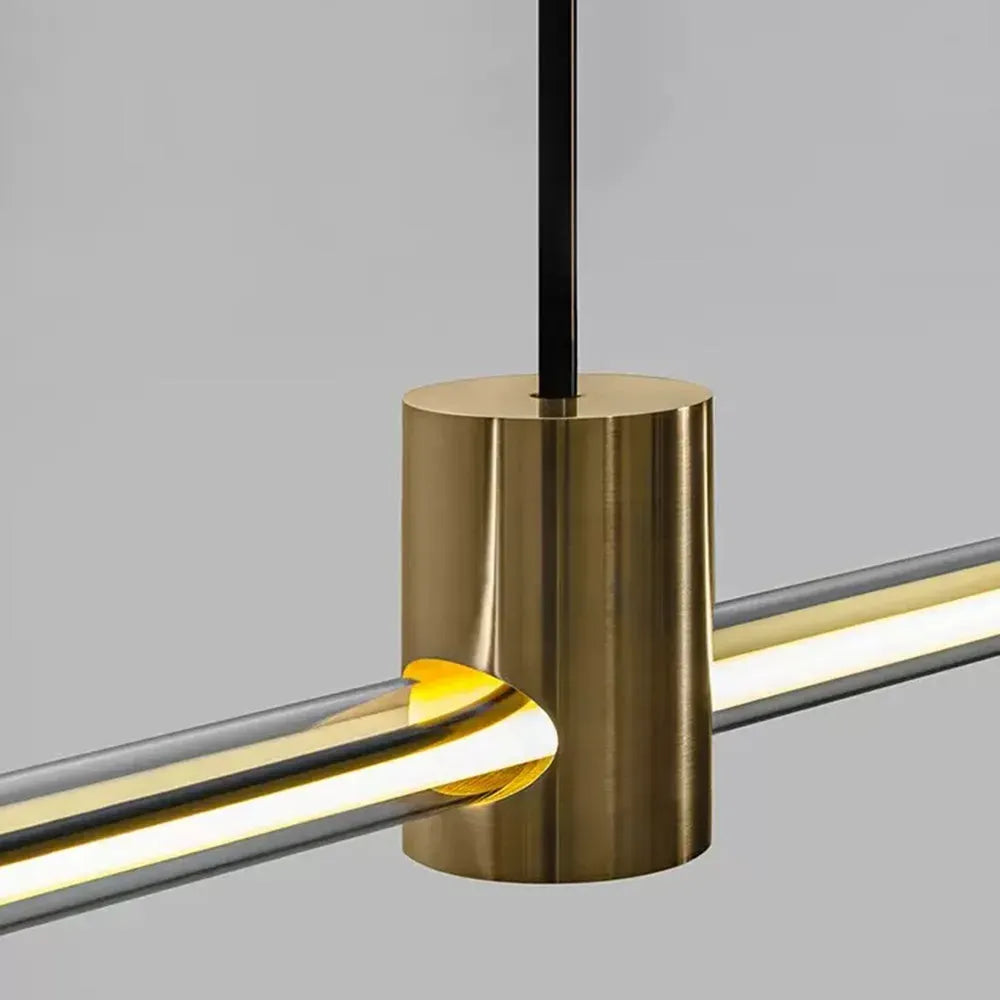 Arcato Modern Metal & Acrylic Pendant Light - Brown/Red Linear Design for Bedroom