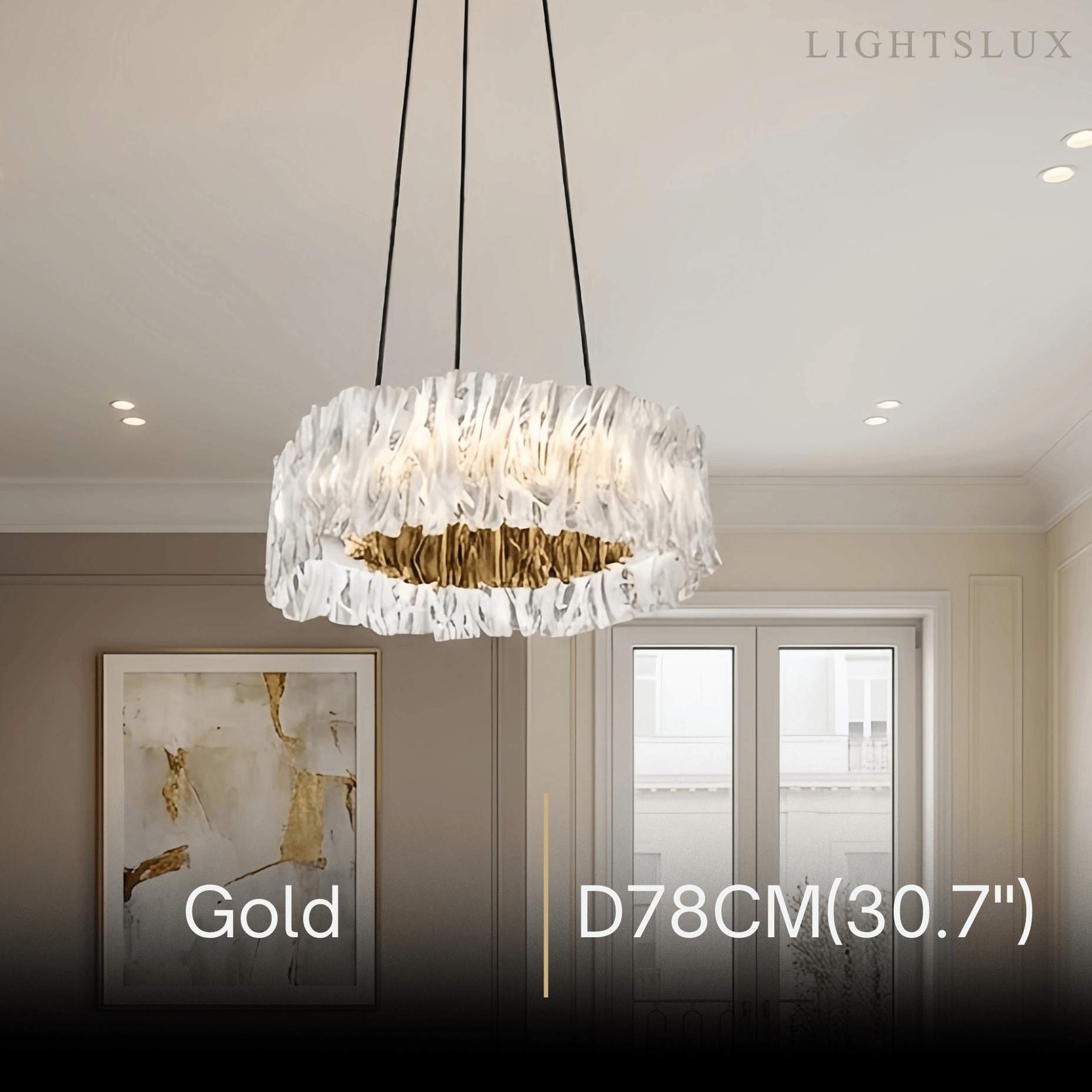 Pendant Light – White/Gold/Chrome Acrylic for Living Room