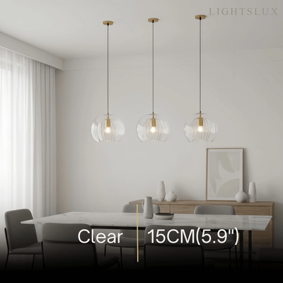 Vetro Nordic Globe Pendant Light – Clear or Amber Glass for Bedroom