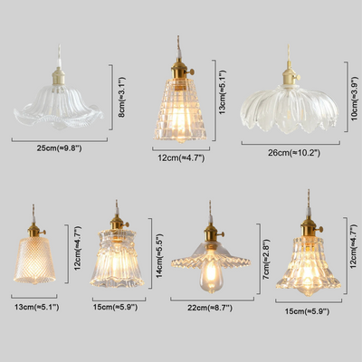 Art Deco Pendant Light – Clear Blown Glass Dimension