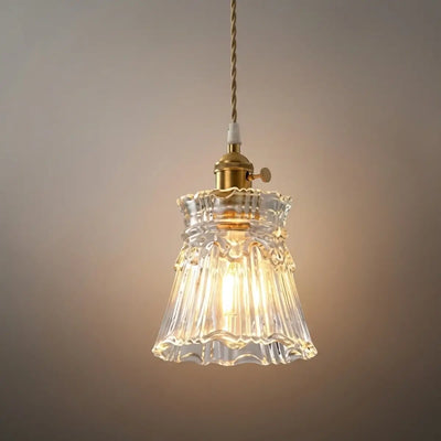 Pendant Light – Clear Blown Glass with Brass Finish for Bedroom