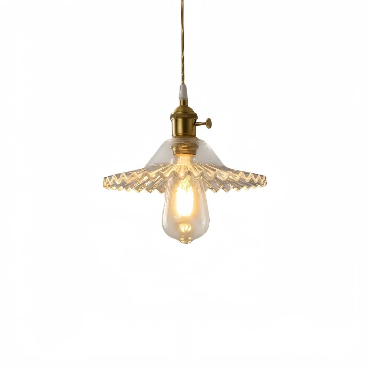 Pendant Light – Clear Blown Glass with Brass Finish for Bedroom