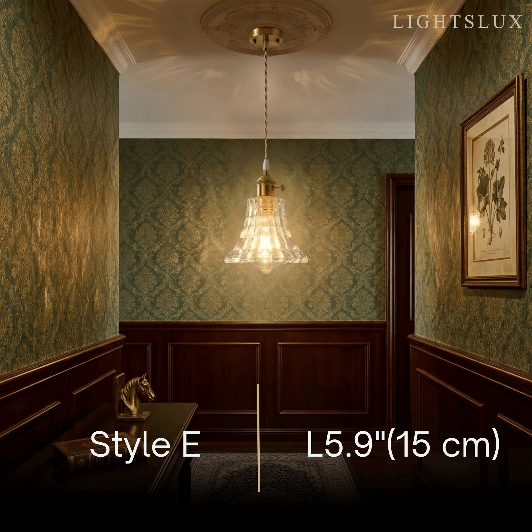 Pendant Light – Clear Blown Glass with Brass Finish for Bedroom