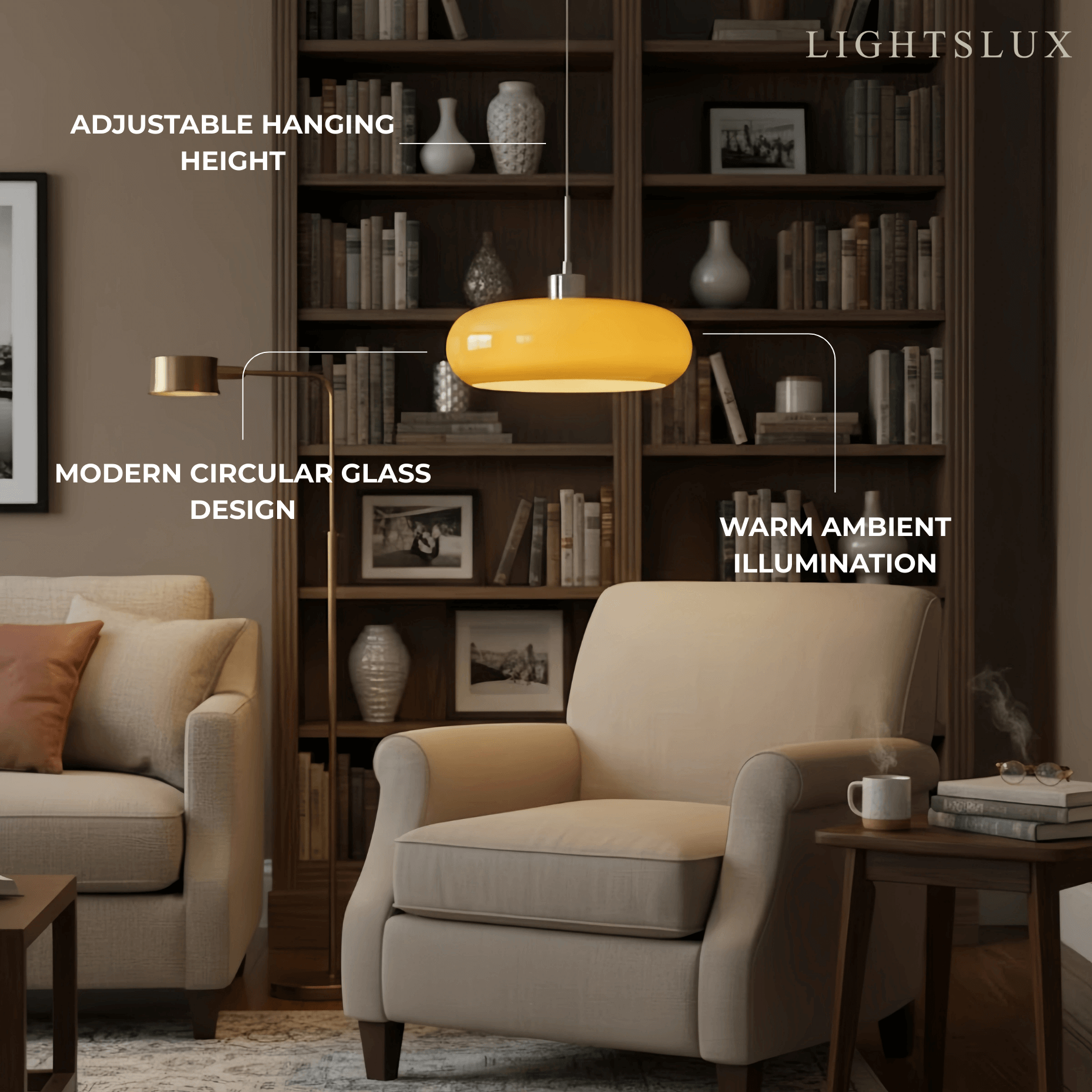 Crema Modern Pendant Light – Orange/White Metal Fixture for Dining Room