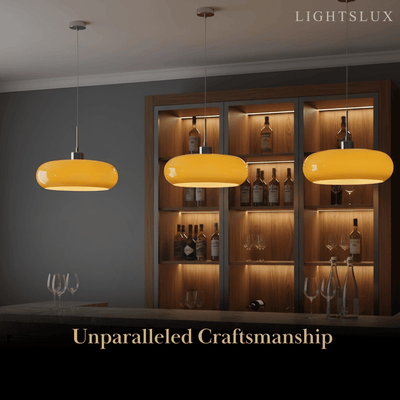 Crema Modern Pendant Light – Orange/White Metal Fixture for Dining Room