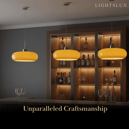 Crema Modern Pendant Light – Orange/White Metal Fixture for Dining Room