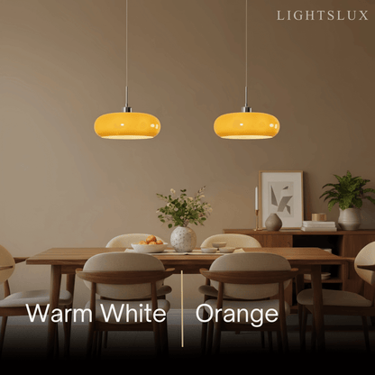 Crema Modern Pendant Light – Orange/White Metal Fixture for Dining Room