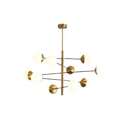 Nebula Nordic Gold Chandelier – Multi Globe Metal/Glass Light for Dining Room/Bedroom