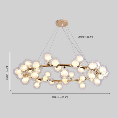Chandelier - Metal Ring & Glass Bubble Design 