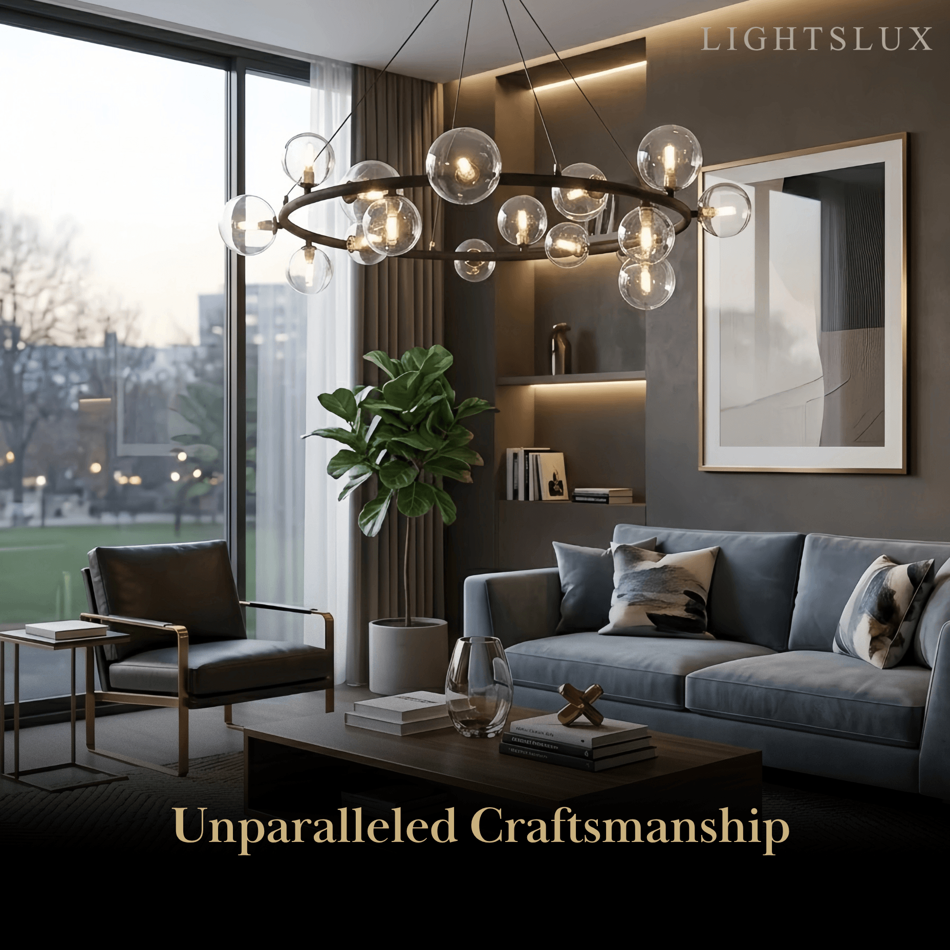 Chandelier - Metal Frame with Bubble Design for Living Room