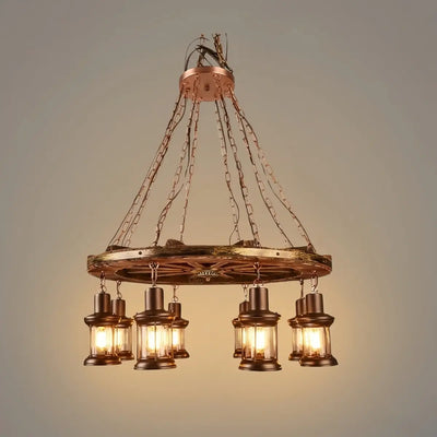 Irondale Vintage Rudder Pendant Light — Wood & Metal Industrial for Kitchen/Dining Room