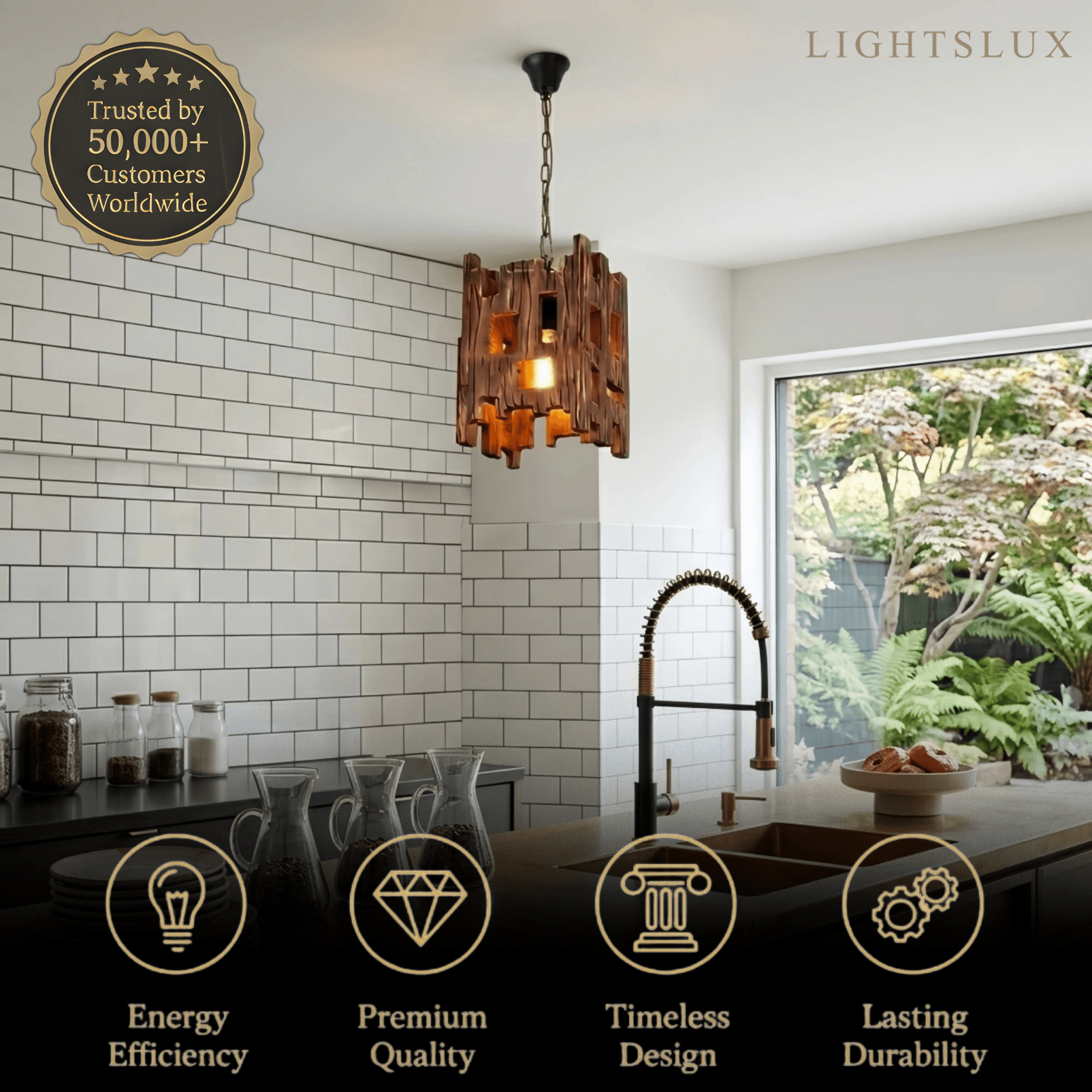 Zenno Rustic Wood Pendant Light