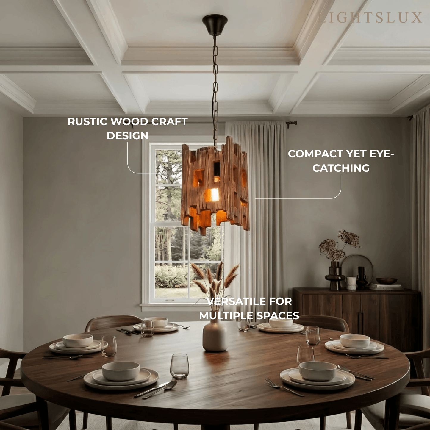 Zenno Rustic Wood Pendant Light