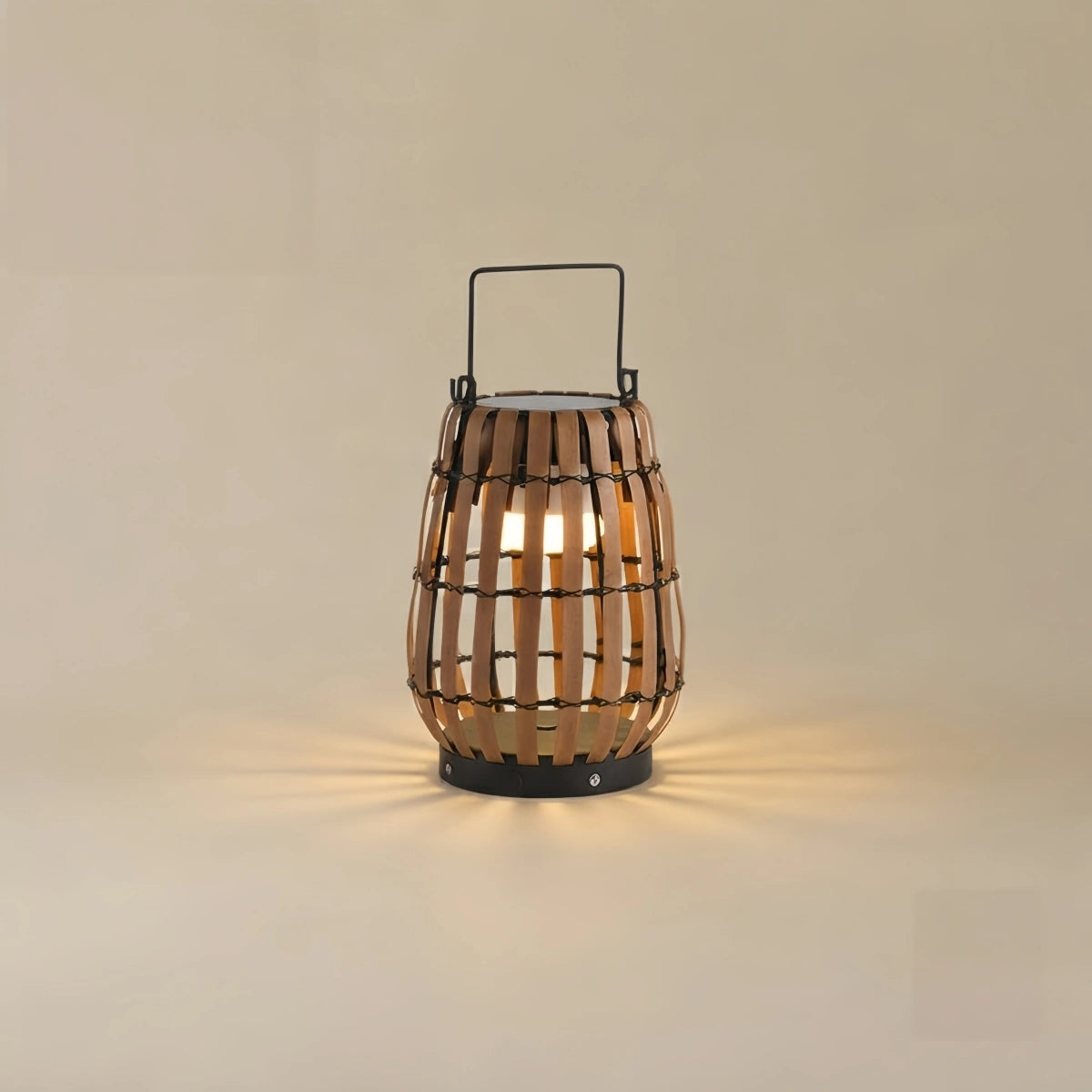 Bamburo Modern Wooden Path Lamp - Brown/Gray Solar Light for Outdoor Garden