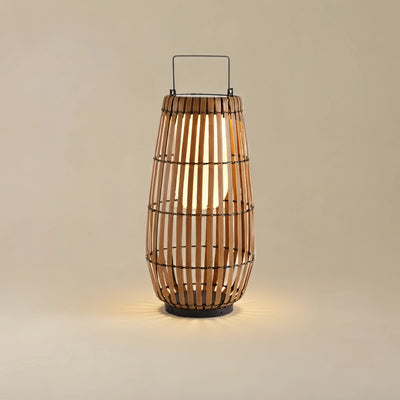 Modern Wooden Path Lamp - Brown/Gray Solar Light for Outdoor Garden