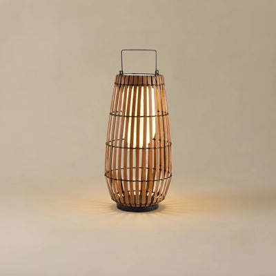 Bamburo Modern Wooden Path Lamp - Brown/Gray Solar Light