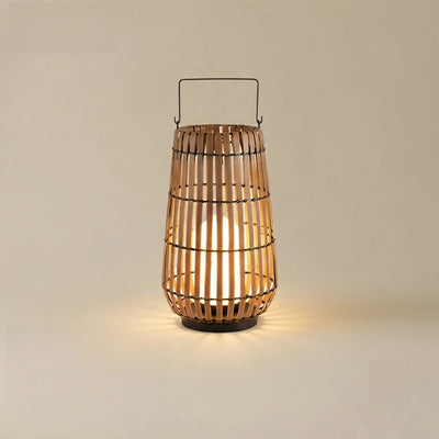 Bamburo Modern Wooden Path Lamp - Brown/Gray Solar