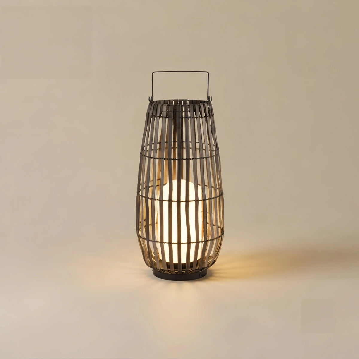 Bamburo Modern Wooden Path Lamp - Brown/Gray Solar Light for Outdoor Garden