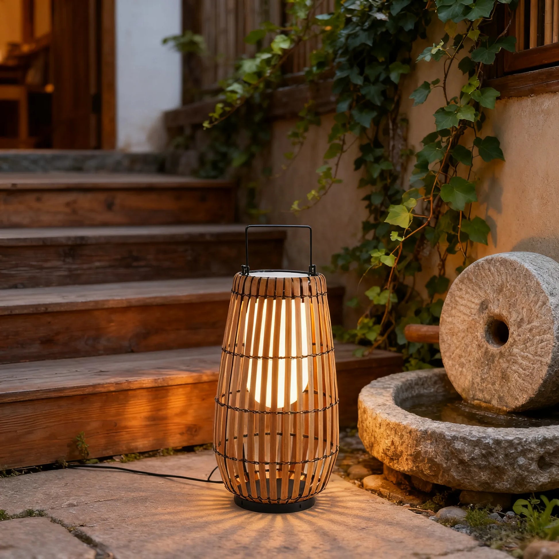 Modern Wooden Path Lamp - Brown