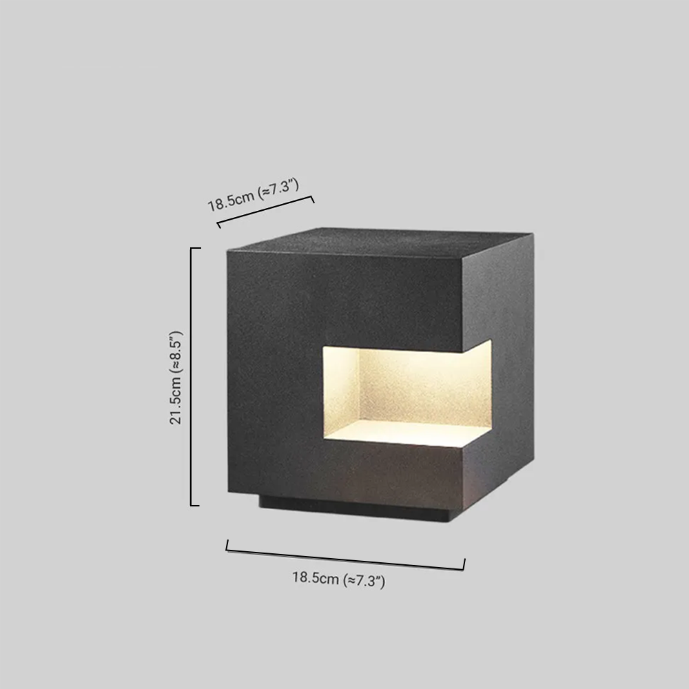 Modern Grey Outdoor Pillar Light Dimension