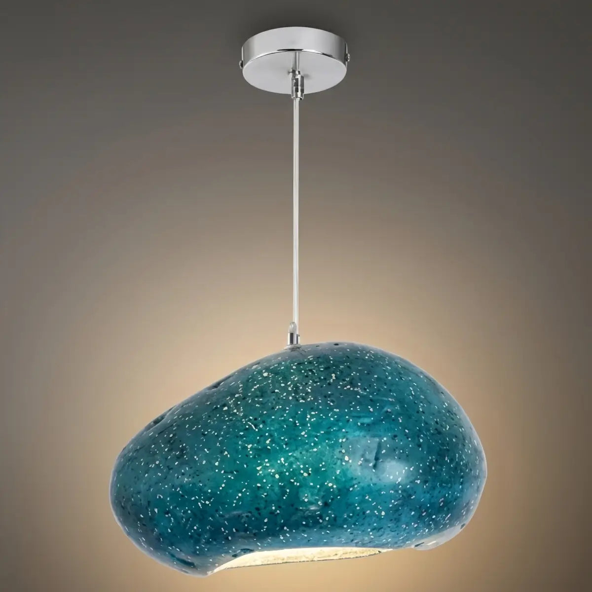 Morandia Art Deco Blue Pendant Light – Resin Bread-Shaped Design for Dining Room