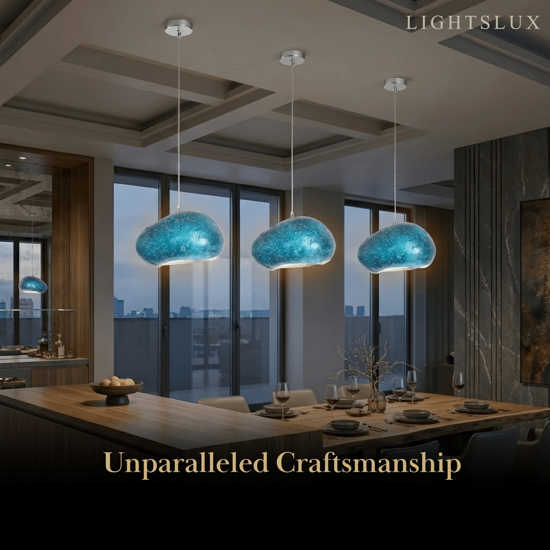 Morandia Art Deco Blue Pendant Light