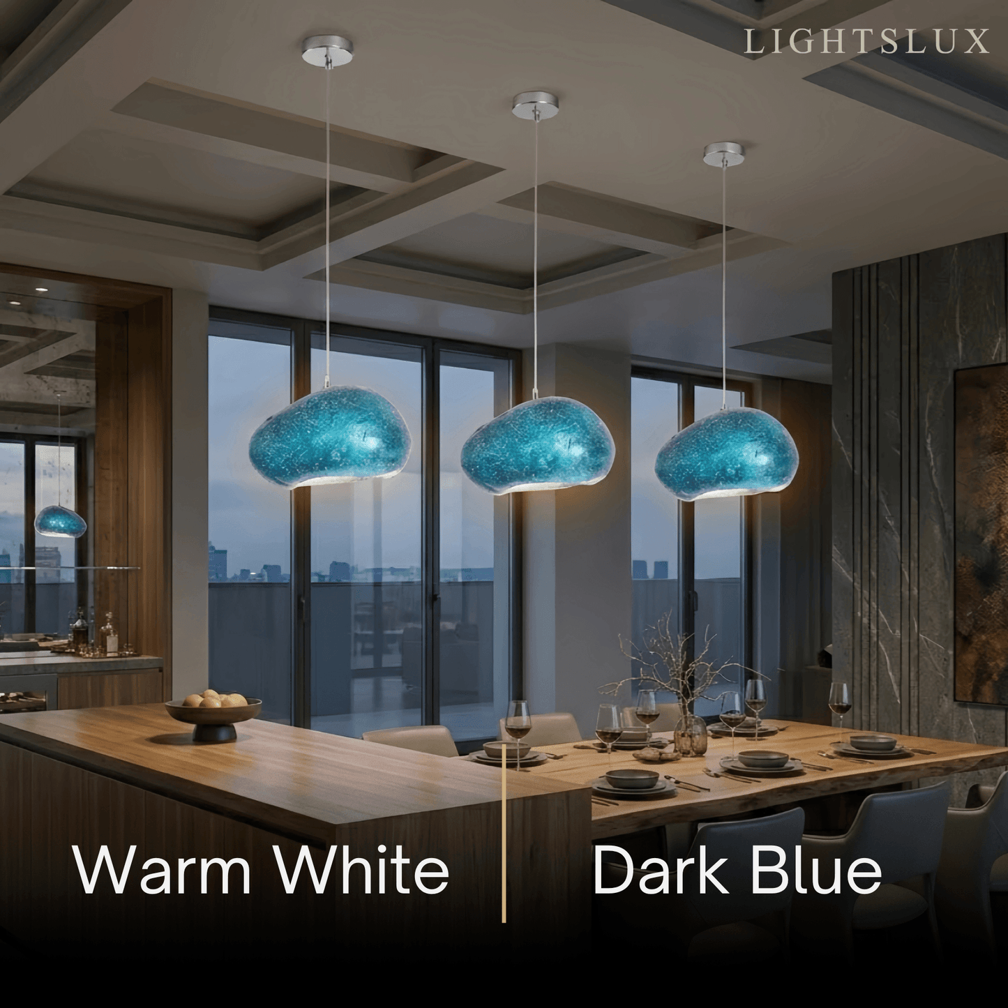 Morandia Art Deco Blue Pendant Light