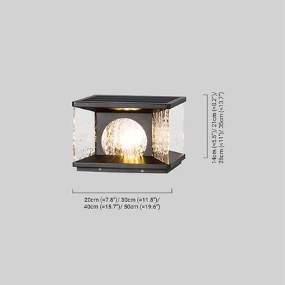 Art Deco Black Outdoor Pillar Lights Metal Square Garden