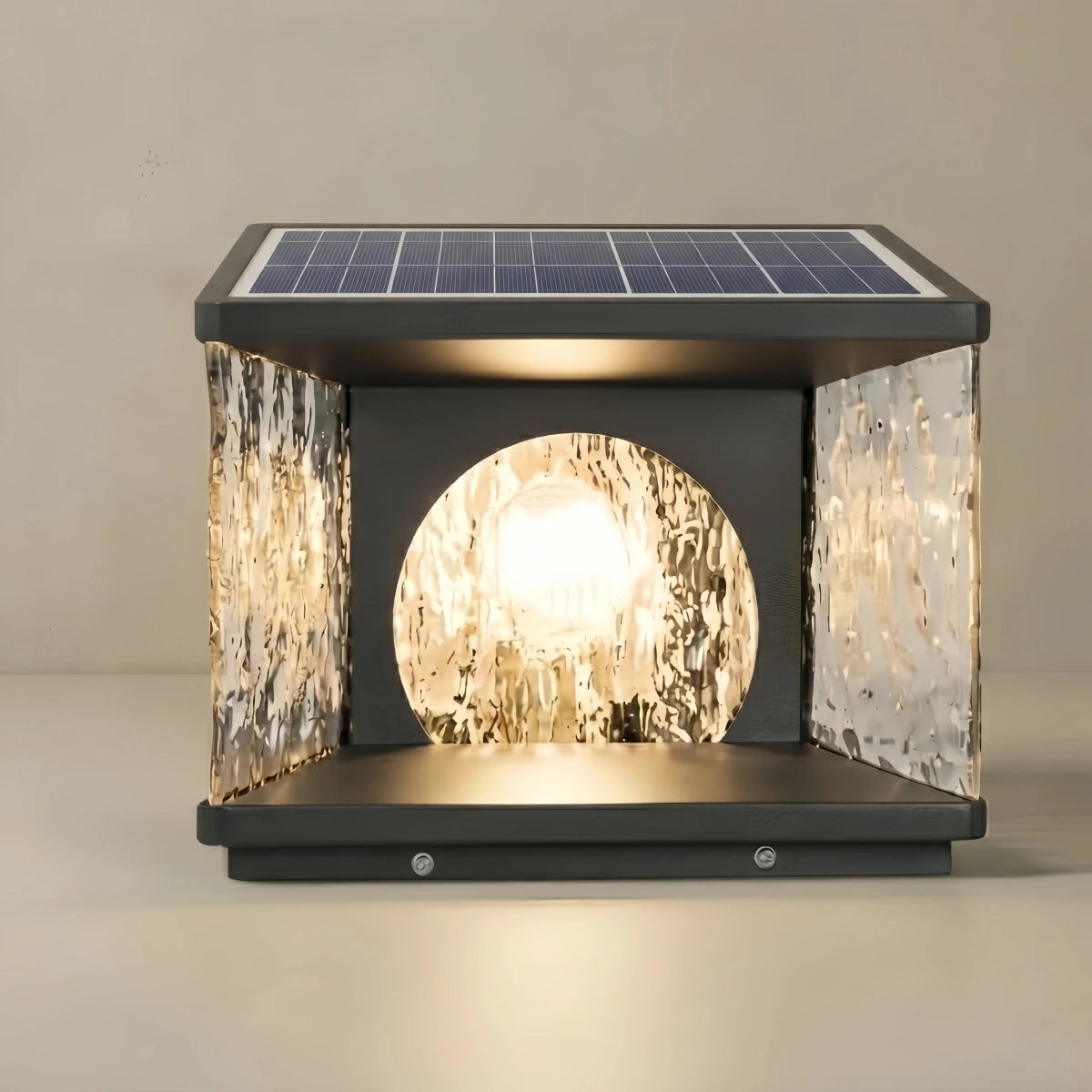 Arcato Art Deco Square Pillar Light – Black Metal for Outdoor Garden